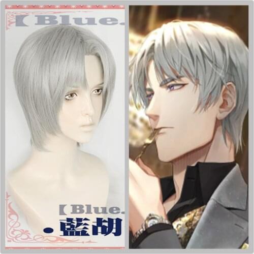 New Game Light and Night Charlie Cosplay Wig Silver Grey Short Heat Resistant Synthetic Hair+ wig cap
