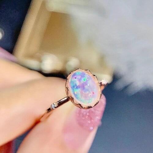 Engagement Jewelry New Coming 100% Natural and Real Opal Ring 925 sterling silver Opal Ring Pure High Quality