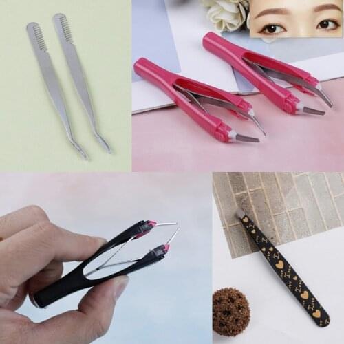 2019 New 4 Styles Eyebrow Tweezers Automatically Retractable Slant Tip Eyebrow Eyelash Clip Outdoor Camping Makeup Tools