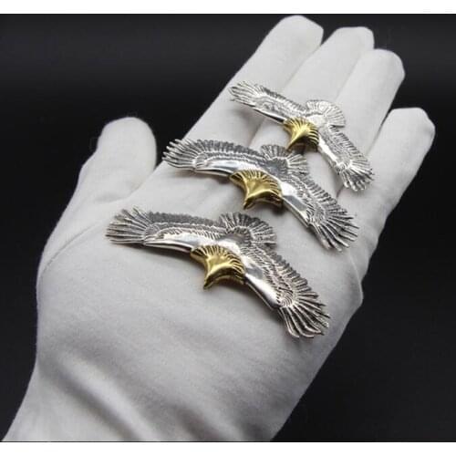 Genuine Solid Silver 925 Eagle Pendant Charms For Necklace Bracelet Men Women Indian Vintage Style Gold Head Designer Jewelry