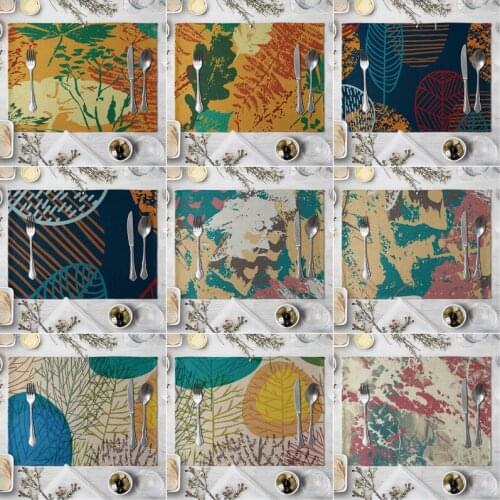 Plant Graffiti Placemat For Dining Table Creative Coaster Flower Home Decoration Accessories Modern Mat Pad