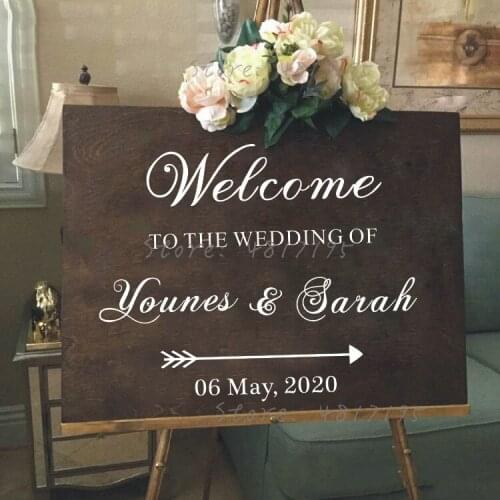 Simple Design Wedding Decal Custom Couple Names Wall Stikcer Welcome Wedding Sign Vinyl Decals Marriage Ceremony Décor AZ818