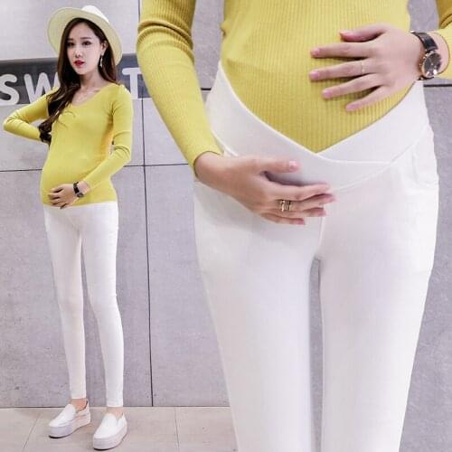 Kobeinc Low Waist Pants For Pregnant Women Care Belly Solid Pantalones Mujer Slim Stretchable Maternity Trousers Roupa Gestante
