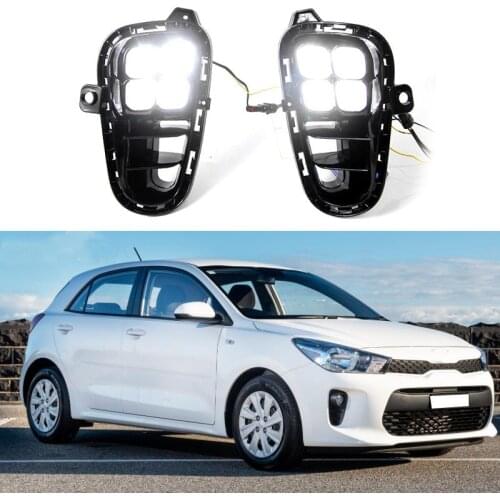 LED DRL Daytime Running Light Fog Lamp w/ Turn Signal for Kia Rio 2018-2020 Accessories