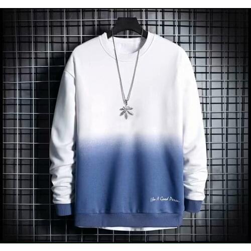 Harajuku Gradient Long Sleeve Fashion Spring Autumn Sweatshirt Man Women Japanese Streetwear Clothes Hip Hop T-shirt Pullovers