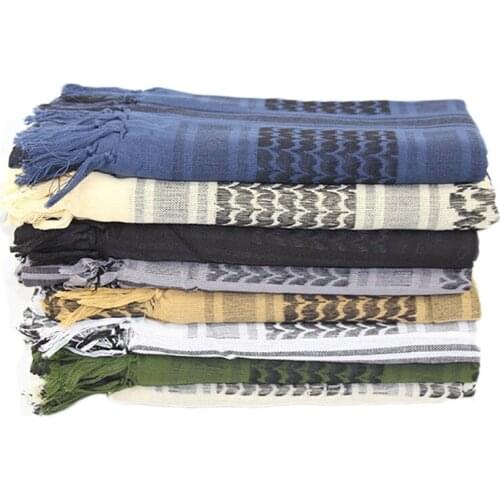 Outdoor Hiking Thickened Cotton Scarf Military Arab Tactical Desert Scarf Army Shemagh Scarves With Tassel For Men Women