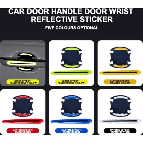 Universal Carbon Fiber Car Door Handle Paint Scratch Protector Sticker Cover Guard Protective Film Car Safety Reflective Strips