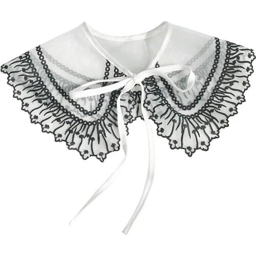 Vintage Female Chiffon Fake Collar Sweater Detachable Shirt False Collar for Women Cloth Dress Lapel Blouse Top Ties Neckwear