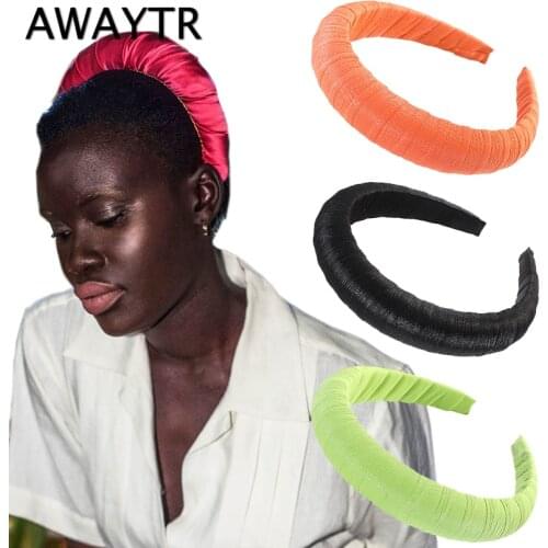 AWAYTR Fashion Filling Hairband Women Individuality Pleated Headband Fresh Solid Hair Band Adult Hundred Matching Hair Accessori