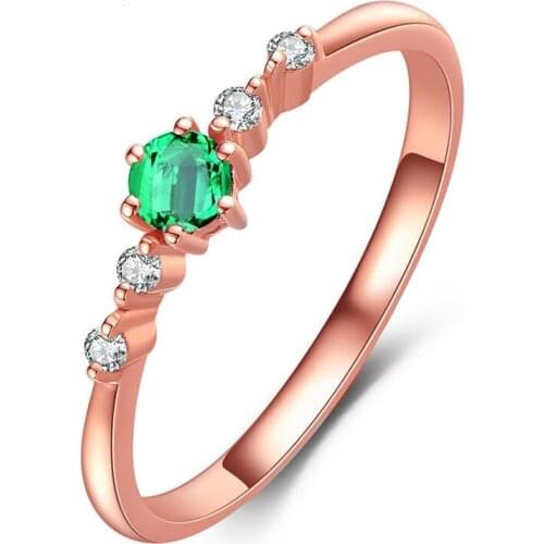 Pink Green Crystal Rings For Women Ladies Girls Rose Gold Cubic Zircon Ring Fashion New Brand Bijoux For Women Jewelry Gift