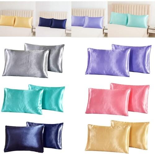 1 Pair Soft Satin Silk Pillowcase Covers Smooth Texture Bedroom Queen Standard Silk Pillowcases Easy To Disassemble Luxurious