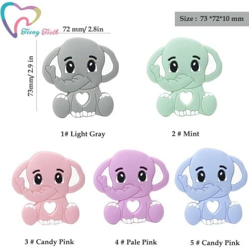 1 PC Cartoon Elephant Silicone Teether Baby Teething Necklace Beads Pendant For Teething Kids BPA Free Silicone Free Shipping