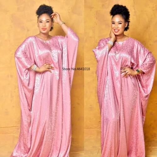 2020 Traditional Fashion Satin Silk boubou African women Long maix dresses Quality Dashiki Abaya Muslim Dresses for women