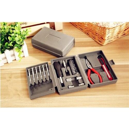 24PC Home Multi-function Toolbox Hardware Portfolio Tool Kit Boxed Square Tool Box