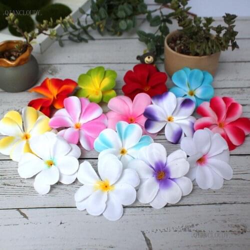 5/30/100 pieces Artificial Hawaiian Plumeria Frangipani Silk Flowers heads DIy Floral Craft wedding decoration B47