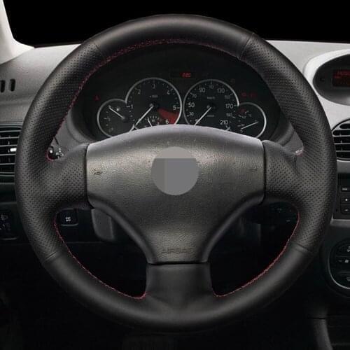Car Products DIY Black Faux Leather Car Accessories Steering Wheel Cover For Peugeot 206 1998-2005 206 SW 2003 2004 2005 206