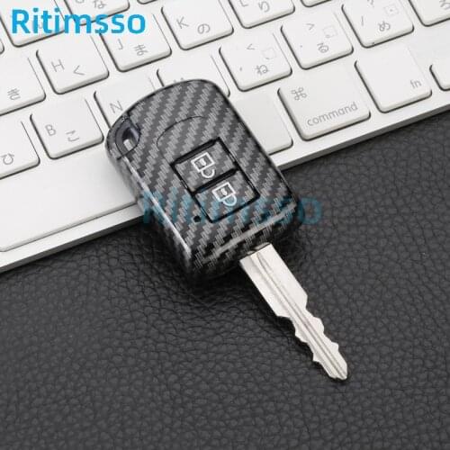 Carbon Fiber Pattern Car Key Cover for Mitsubishi Outlander Lancer Eclipse Galant Mirage Key Holder Case Accessories Bag
