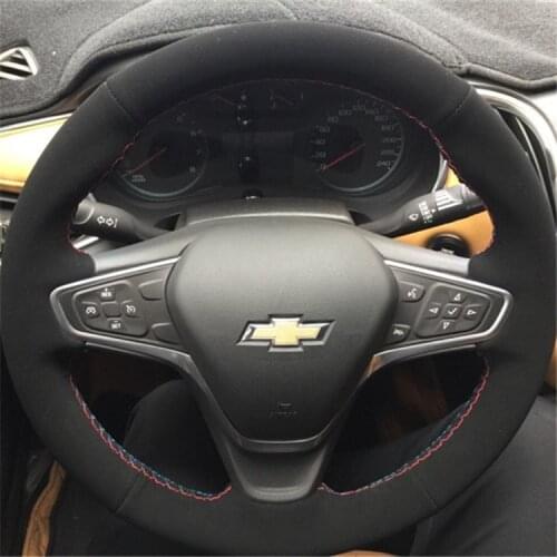 For Chevrolet MALIBU Cavalier sail CRUZE Equinox DIY custom black suede leather interior steering wheel cover car accessories