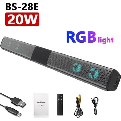 RGB Light Bluetooth Speaker TV Soundbar Music Center Box Home Theater Column for TV Computer Wall Speakers Subwoofer with FM AUX