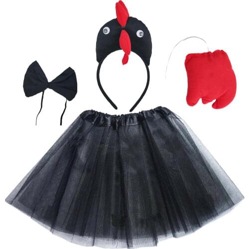 Kids Adult Farm Chicken Chick Headband Tail Tie Skirt Animal Cosplay Props Birthday Party Costume Halloween Christmas