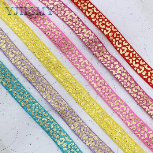E-20508-940 16mm Bronzing pattern Elastic Ribbon Printed, DIY handmade accessories, packaging decorative ribbon