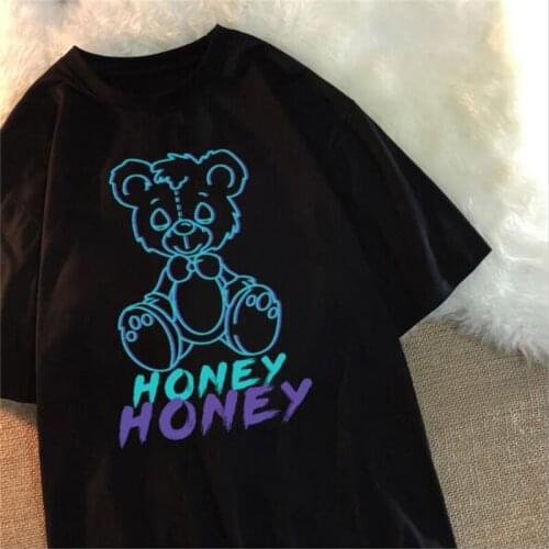 European American Style T shirt Women High Quality Print Short Sleeve O Neck Woman T-shirt Black Color Tshirt Women