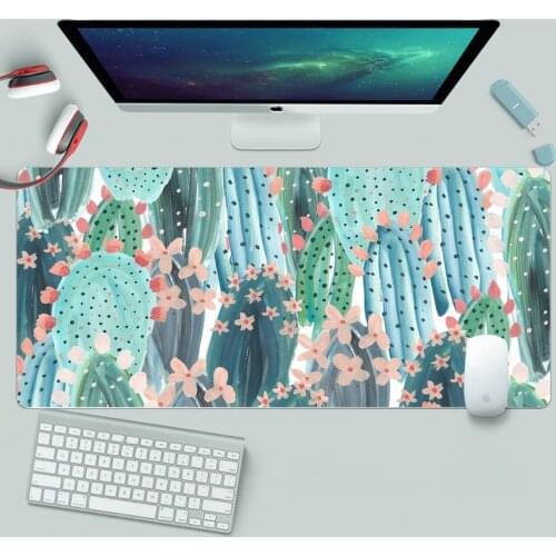 Watercolor cactus plant Gaming Player desk laptop Rubber XL Large Gamer Keyboard PC Desk Mat Takuo Computer Tablet Mouse mat