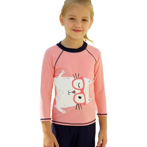 Girls Two Piece set Rash Guard Swimsuits with Swim Cap Kids Sunsuit Swimwear Sets UPF 50+ Long Sleeves & Legs Sun UV Protection