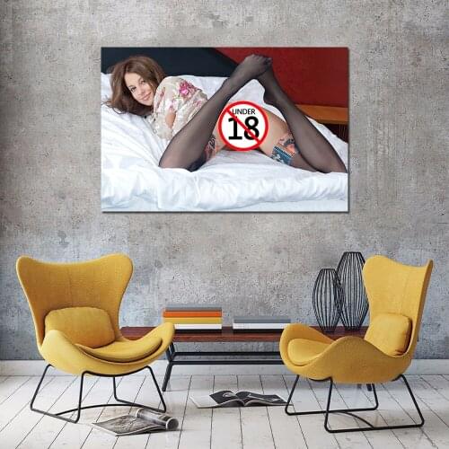 Beauty Sexy Model on Bed Posters Canvas Cloth Fabric Print Painting for Home Decor Wall Art Picture