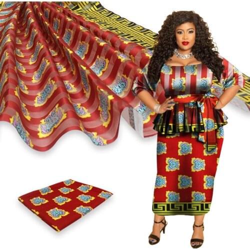 Beautiful organza fabric african fabric ankara fabric african wax print fabric 2+4yards organza ribbon silk for dress B2-D9