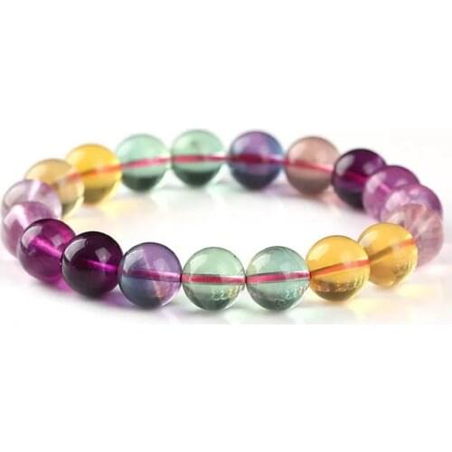 Top Natural Colorful Fluorite Bracelets Jewelry For Women Men Gift Crystal Round Beads Stone Stretch AAAAA 7mm 8mm 9mm 10mm 11mm