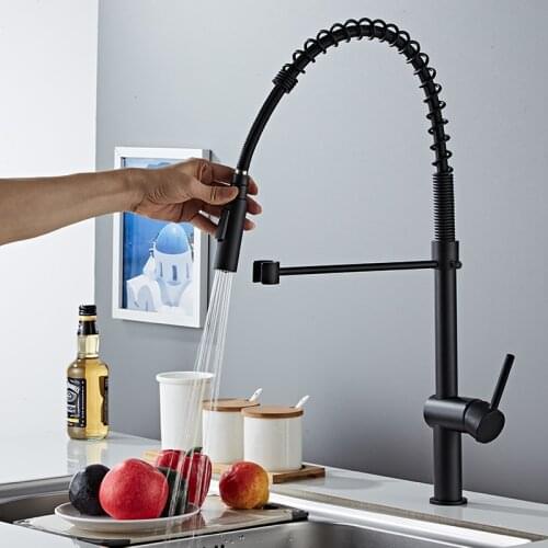 LANGYO Kitchen faucet Pull Out Cold and Hot mixer tap Black Chrome water Single Holder faucet kitchen sink fauce BR-8340
