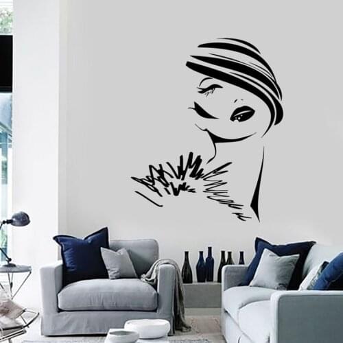 Fashion Woman Wall Decal Modern Girl Young Lady Face Vinyl Wall Sticker Art for Bedroom Beauty Salon Interior Decor S674