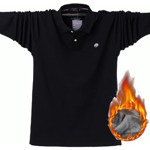 Men Polo Shirt Mens Long Sleeve Winter Warm Polo Shirts Camisa Masculina Fashion Casual Cotton Plus Size 6XL Fleece Men Clothing