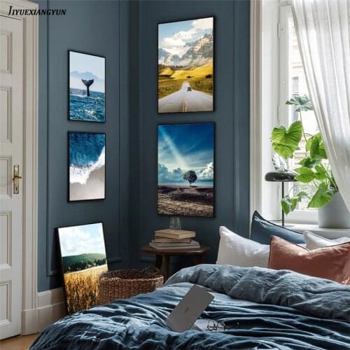 Shark Tail Sea Beach Road Scenery Canvas Poster Nordic Style Wall Art Print Canvas Painting Decorative Picture Home Decor