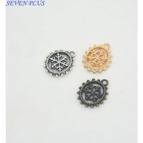 Newest Style 20 Pieces/Lot 12mm*15mm Antique Silver plated Antique Bronze Gold plated Small Christmas Snowflake Charms