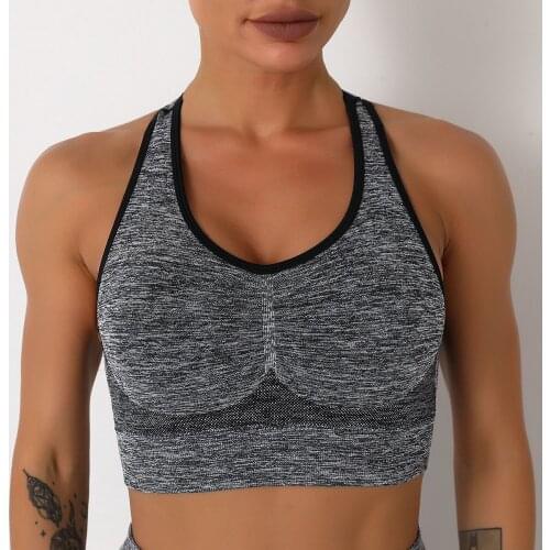 2021 New Seamless Yoga Clothes Moisture Wicking Top Sexy Running Bra Vest Women Gym Sports Yoga Crop Top Navel Sports Tight Bra