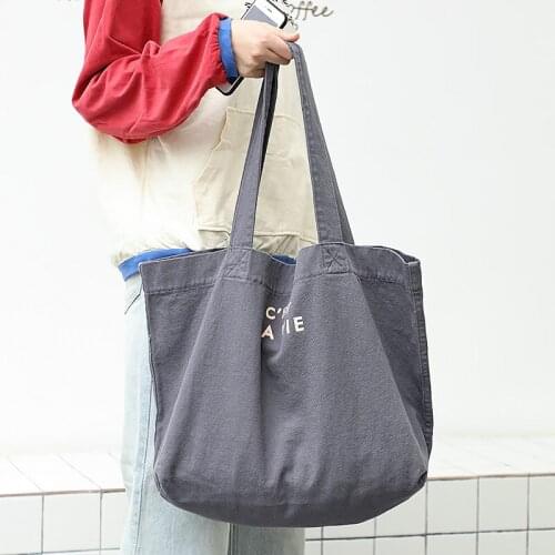 2021 New Eco-friendly Shopping Bag Canvas Bag Simple Large-capacity Letter Shoulder Bag Casual Fashion Art Print Student Handbag