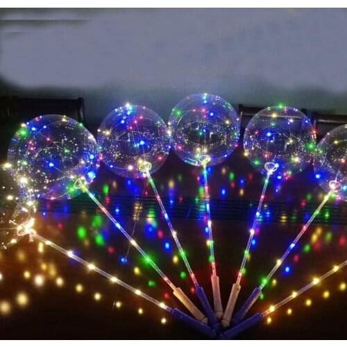 New Clear led balloons Luminous Helium Bubble Balloon With Hand Shank 3m LED String birthday decorations kids Party Supplies