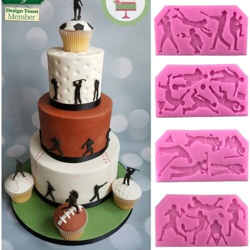 New ball sports people turned sugar cake mold liquid silicone mold. Accessories. Model silicone mold B007-B010