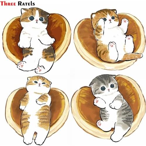 Three Ratels F236 Casual Kitty Cats All Kinds Made by Mofu Sand Anti Scratch Film Car Sticker Auto Decoration School Gifts