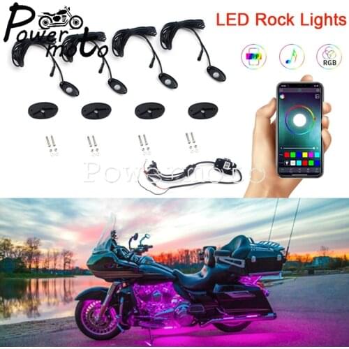 12V Colorful Motorcycle Car RGB LED Rock Light Remote Control Universal For Harley Sportster Honda BMW Kawasaki Cafe Racer