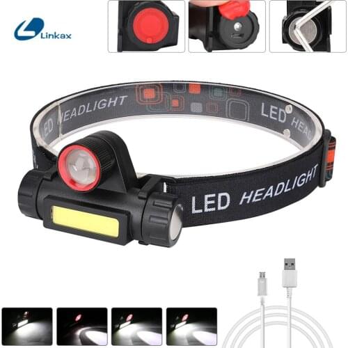 Waterproof LED headlamp COB + XPE work light 2 light mode head light built-in rechargeable battery for outdoor fishing camping