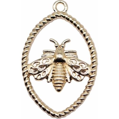 WYSIWYG 10pcs 28x18mm KC Gold Color Bee Charms Pendant For Jewelry Making Earring Making Accessories
