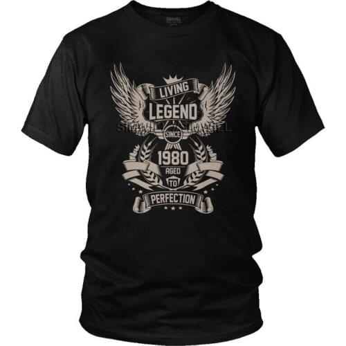 Living Legend Since 1980 Aged To Perfection T Shirt Short Sleeve 100% Cotton 41st Birthday 41Years Old Tshirt Unique Tee Tops
