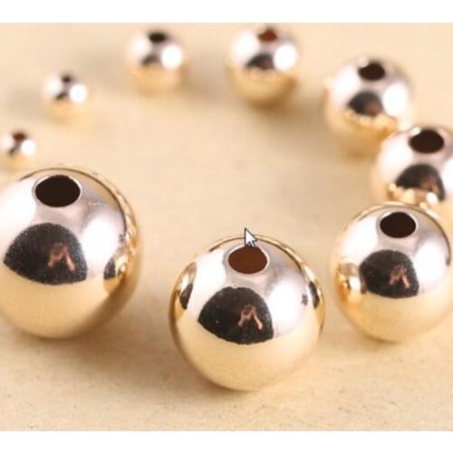 2 3 4 5 6 7 8 10mm DIY Ornament Accessories Color Glossy round Beads Loose Beads Separated 14K Gilded beads charm bracelet