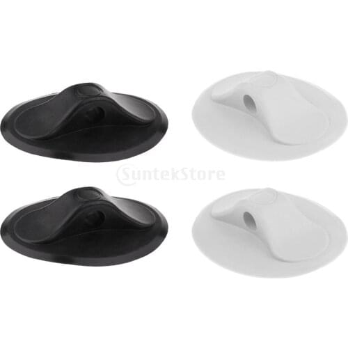 2x Durable Oval White/Black PVC Single Hole Rope Buckle Holder Clip Deck Mount for Inflatable Boat Kayak Canoe Rubber Dinghy