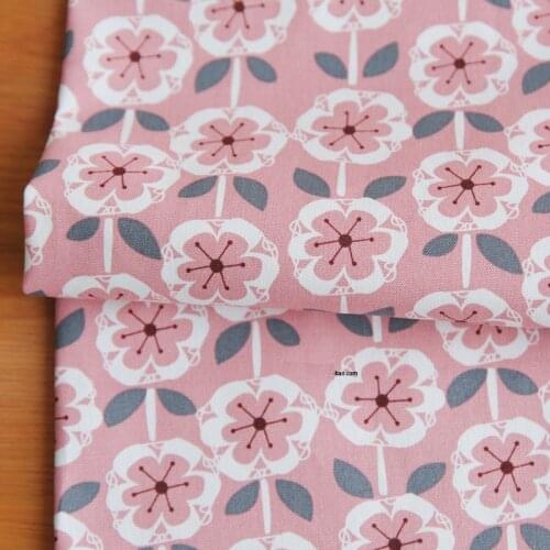 50X150cm 100%Cotton Canvas Pink Flower Printed Fabric DIY Tablecloth Sofa Cover Pillowcase Home Textiles Patchwork Sewing Tissue