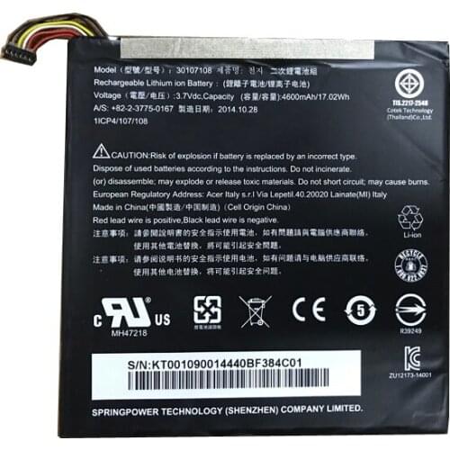 4600mah 30107108 battery for acer A1-840-131U A1-840FHD-10G2 Iconia A1-840FHD-197C Iconia A1-840 batteries