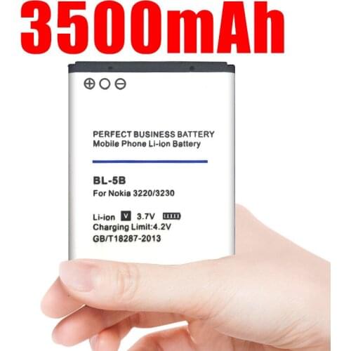 3200mAh BL-5B Battery for Nokia 3230 5070 5140 5140i 5200 5300 5500 6020 6021 6060 6070 6080 6120 6120C 7260 7360 7620 N80 N90